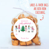 Pink Nutcracker Christmas Labels - African-American Characters