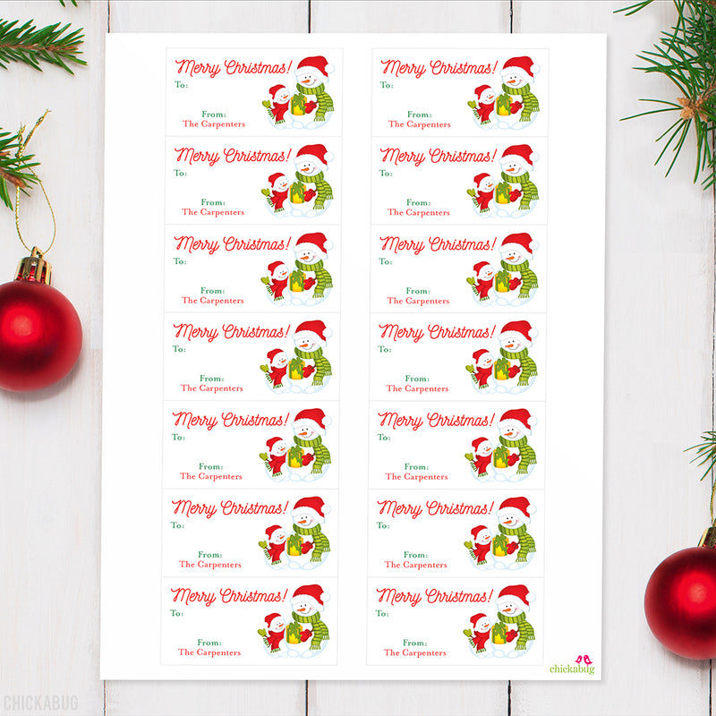 Snowman Christmas Gift Labels