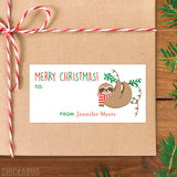 Christmas Sloth Gift Labels