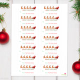 Santa's Sleigh and Reindeer Merry Christmas Gift Labels