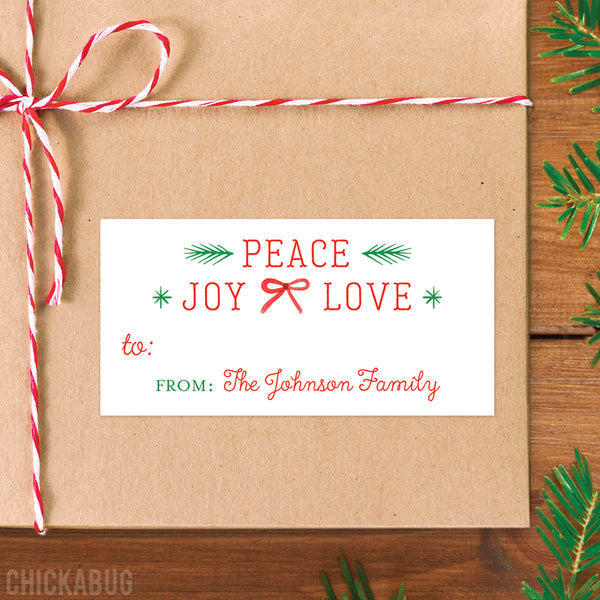"Peace Joy Love" Christmas Gift Labels