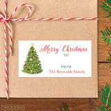 Watercolor Christmas Tree Christmas Gift Labels
