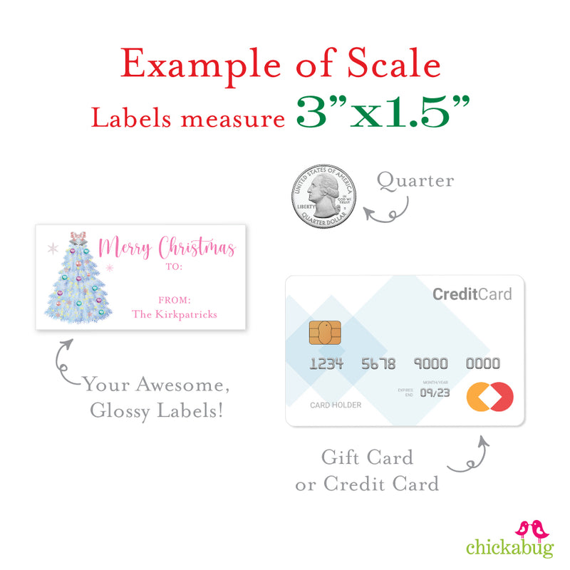 Pink Christmas Tree Gift Labels
