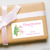 Pink Snowman Christmas Gift Labels