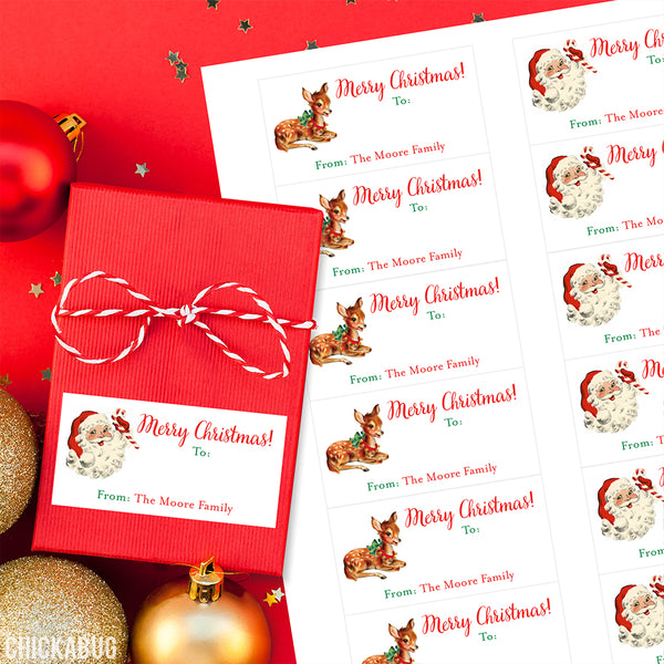 Personalized Christmas Stickers - Mixed Set with African-American Santa –  Chickabug