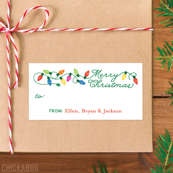 String of Lights Merry Christmas Gift Labels