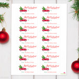 Watercolor Red Truck Rectangular Christmas Gift Labels