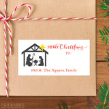 Nativity Scene Silhouette Christmas Gift Labels