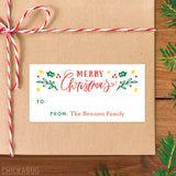 Holly and Stars "Merry Christmas" Gift Labels