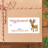 Reindeer Merry Christmas Gift Labels