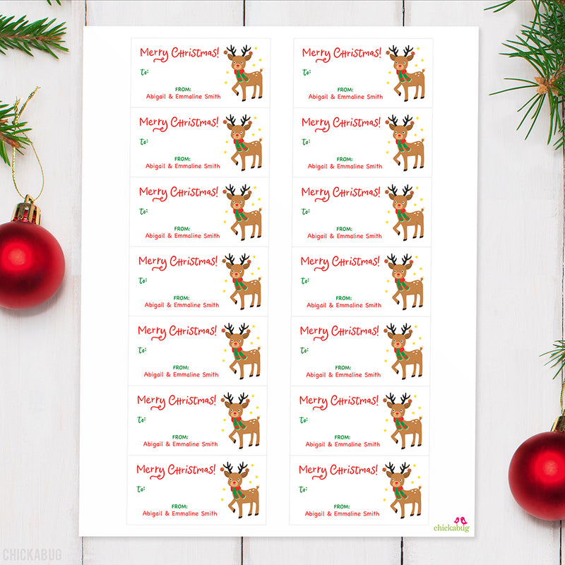 Reindeer Merry Christmas Gift Labels