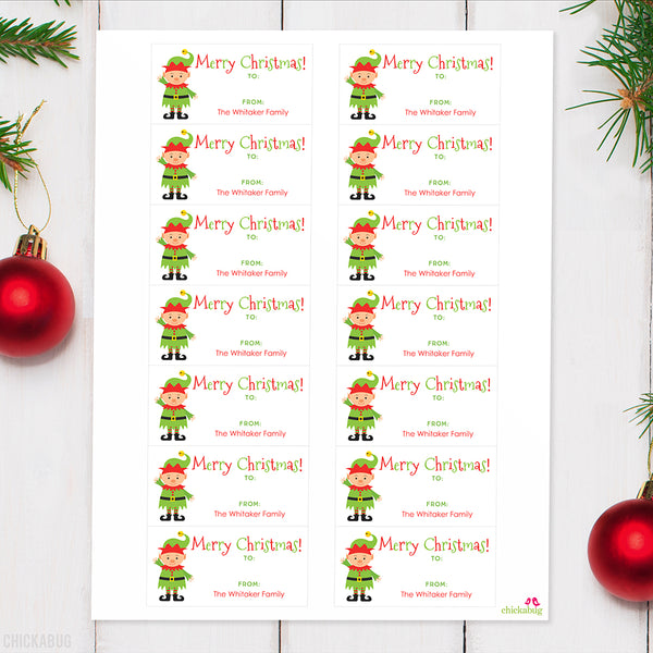 Elf Christmas Gift Labels
