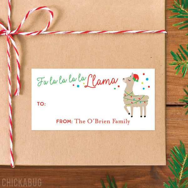 "Fa la la la la" Llama Christmas Gift Labels
