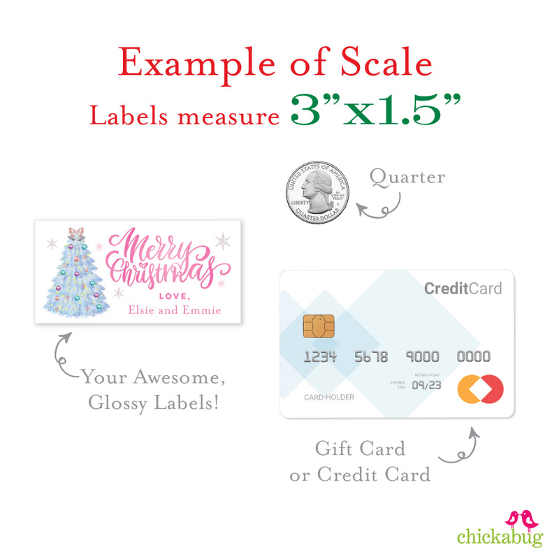 Pink Tree Christmas Gift Labels
