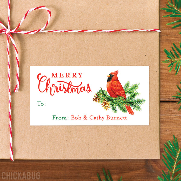 Christmas Cardinal Gift Labels