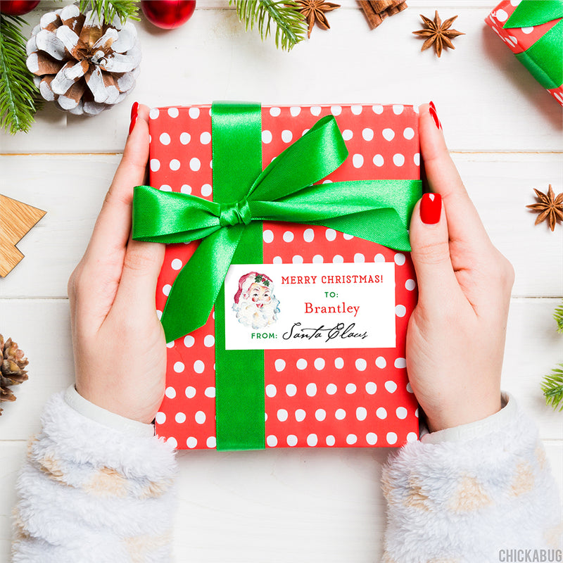 To Child From Santa Christmas Gift Labels - Vintage Santa