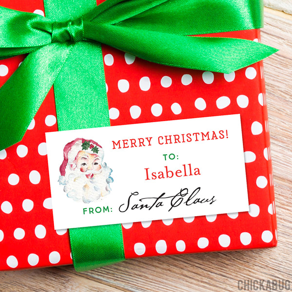 To Child From Santa Christmas Gift Labels - Vintage Santa