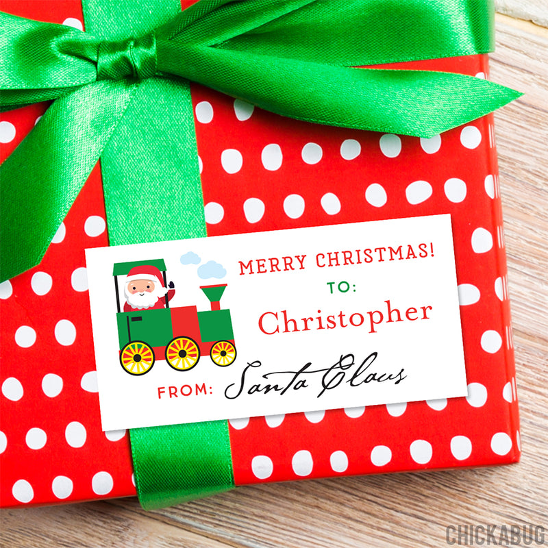 To Child From Santa Christmas Gift Labels - Train