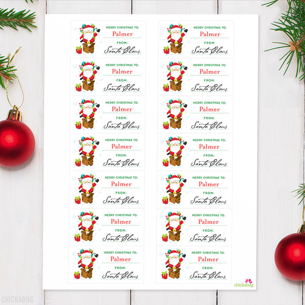 To Child From Santa Christmas Gift Labels - Santa in the Chimney