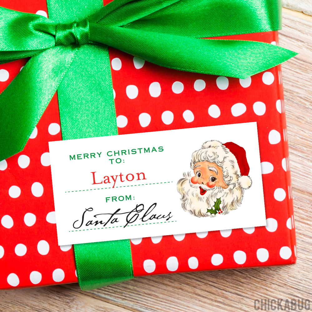 Personalized To Child From Santa Christmas Gift Labels - Jolly Vintage ...