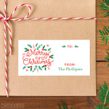 Handwritten Holly Merry Christmas Gift Labels