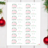 Handwritten Pink Holly Merry Christmas Gift Labels