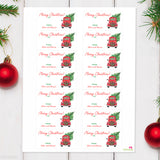 Vintage Red Truck and Tree Christmas Gift Labels