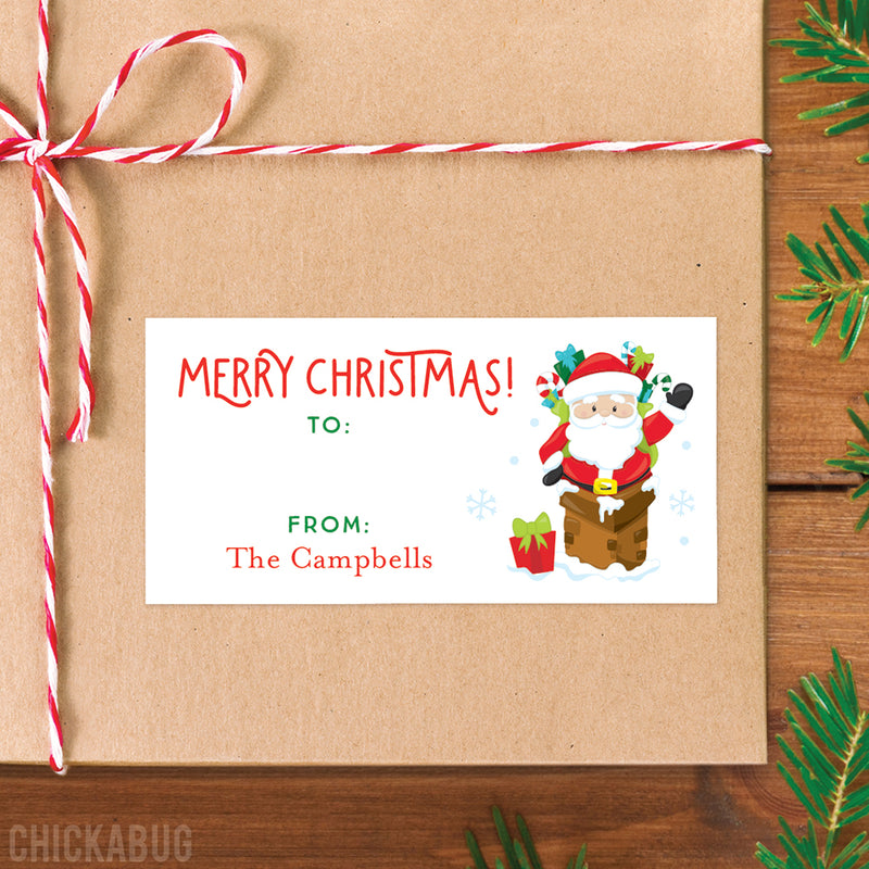 Santa in the Chimney Christmas Gift Labels