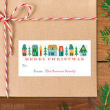Festive Christmas Village Gift Labels