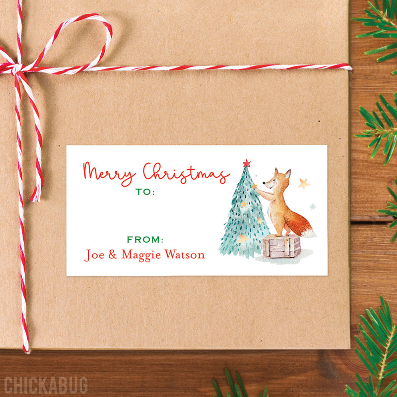 Decorating Fox Christmas Gift Labels