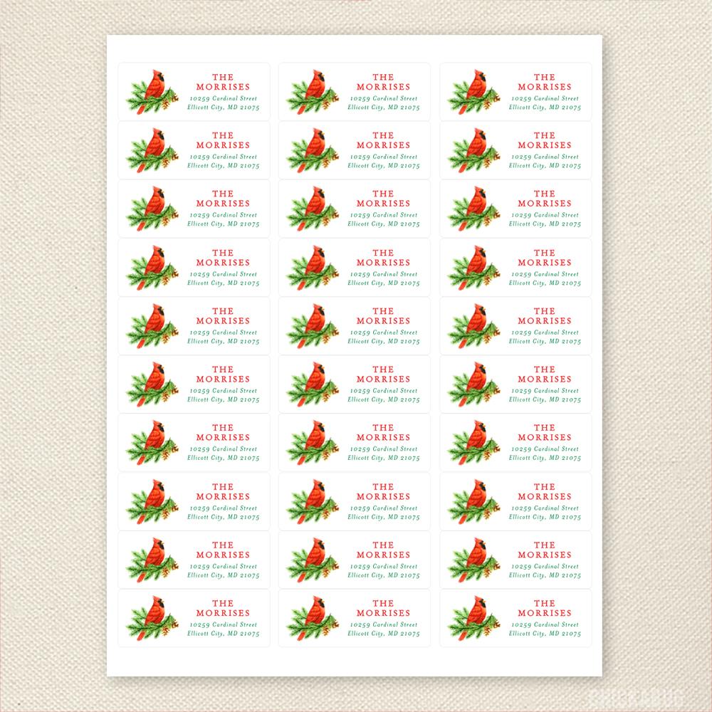 Personalized Christmas Cardinal Return Address Labels – Chickabug, image size:1000x1000