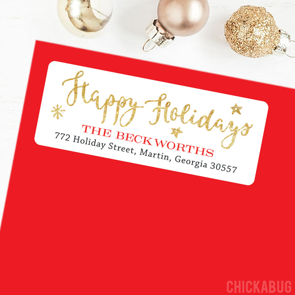 "Happy Holidays" Christmas Address Labels