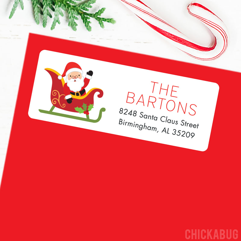 Santa's Sleigh Christmas Address Labels