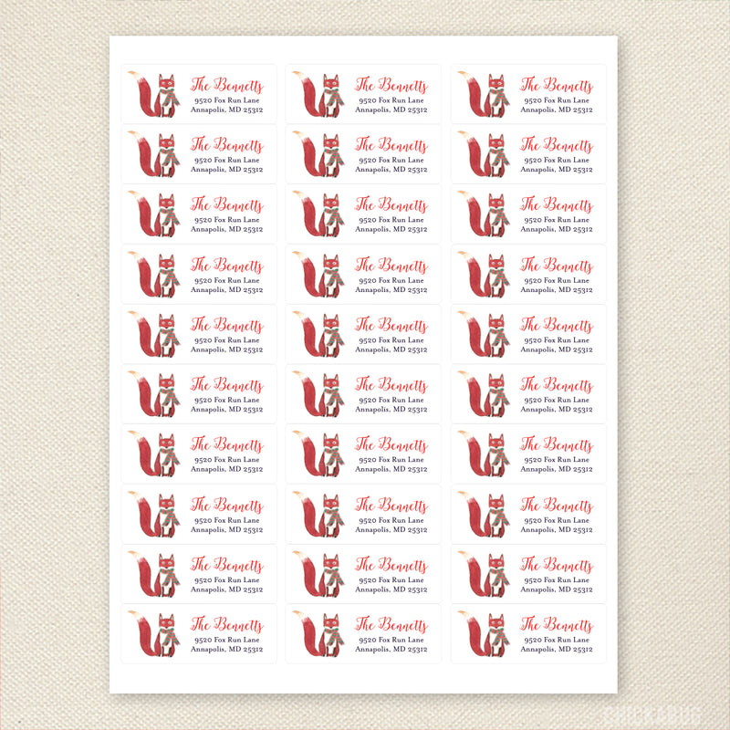 Watercolor Christmas Fox Address Labels
