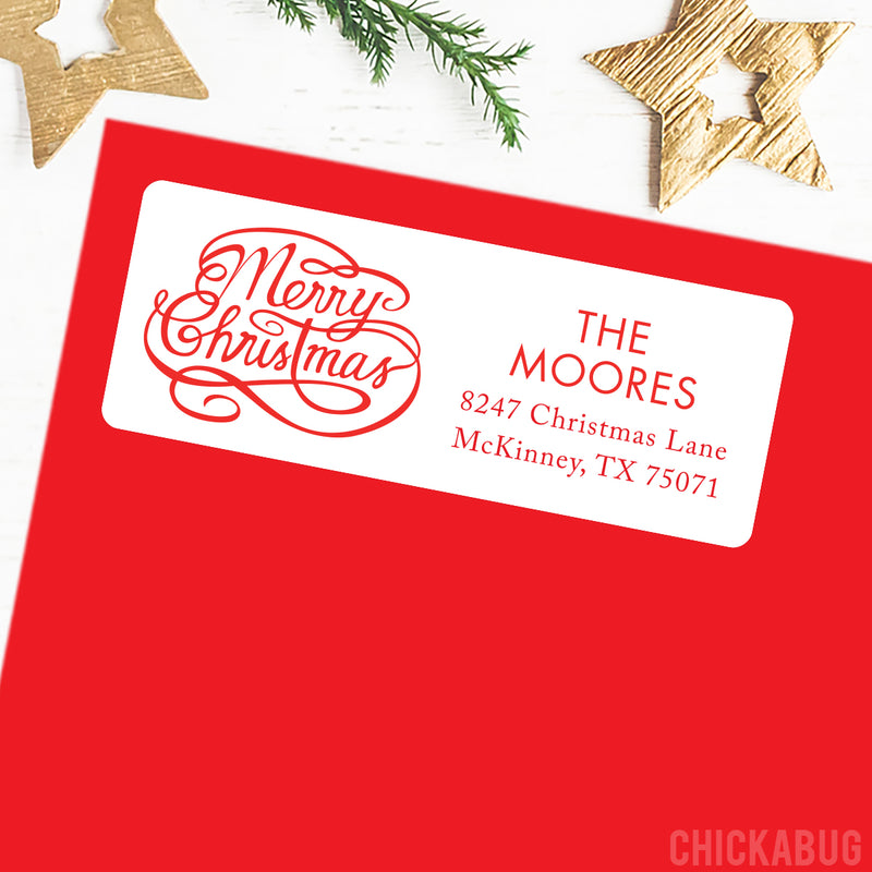 Merry Christmas Calligraphy Address Labels