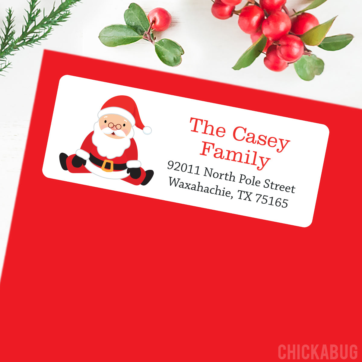 Personalized Sitting Santa Christmas Return Address Labels – Chickabug