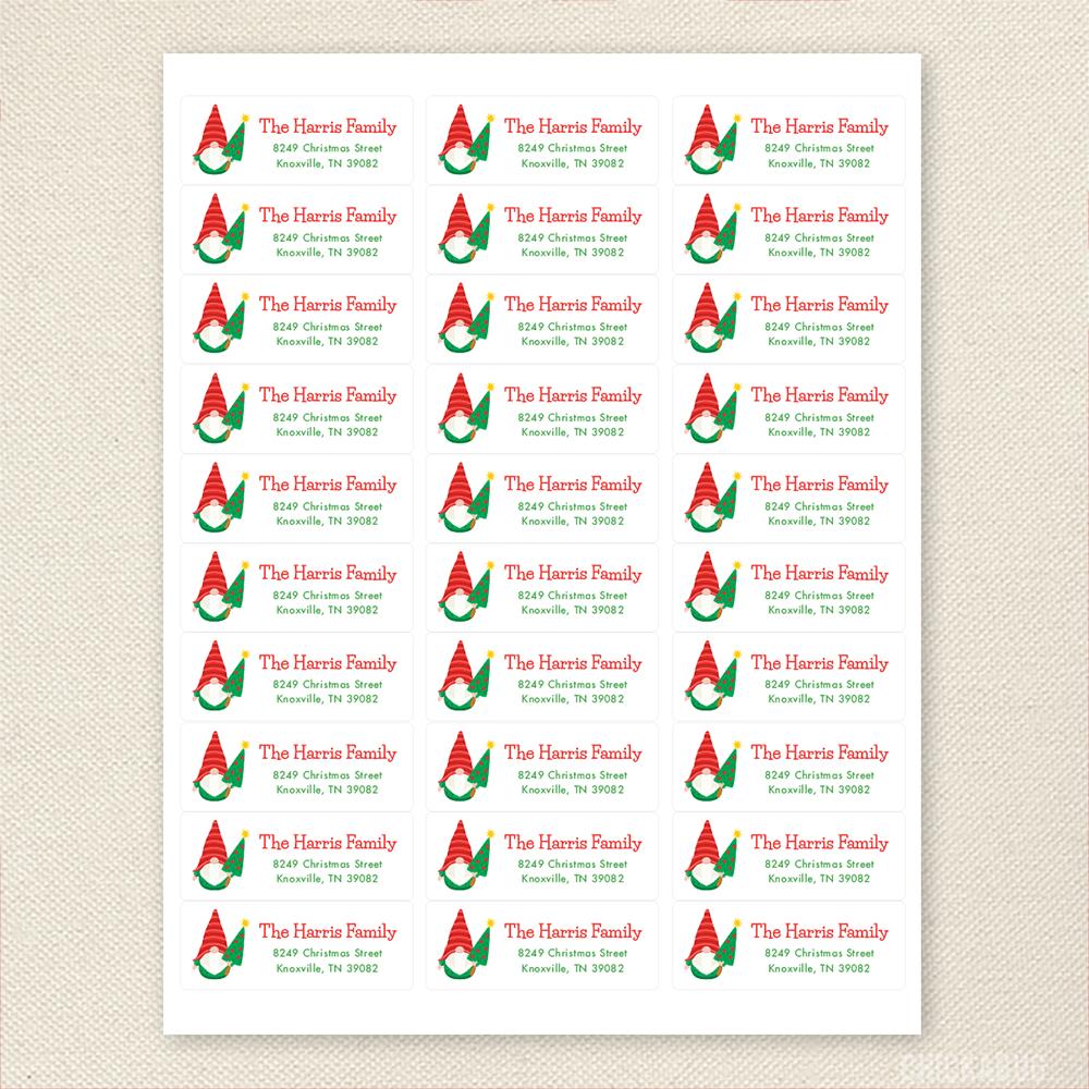 personalized christmas gnome return address labels – chickabug
