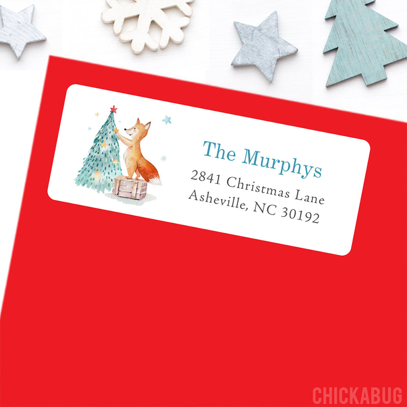 Fox and Christmas Tree Address Labels