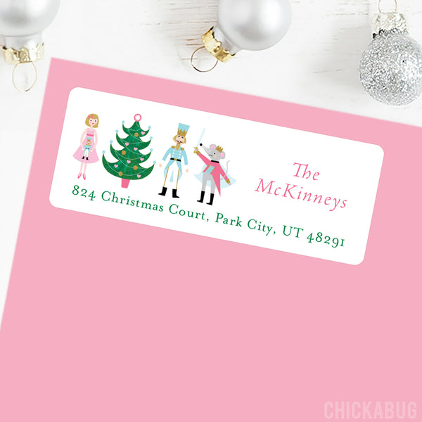 Pink Nutcracker Christmas Address Labels