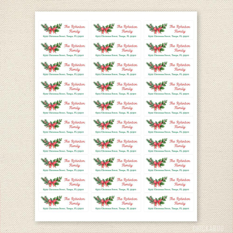 Personalized Holly Swag Christmas Return Address Labels – Chickabug personalized-holly-swag-christmas-return-address-labels-chickabug