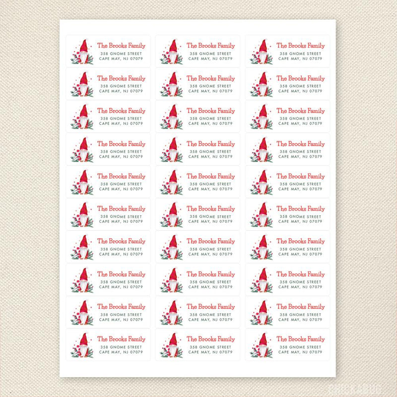 Gnome and Candy Cane Christmas Address Labels