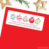 Watercolor Christmas Ornaments Address Labels