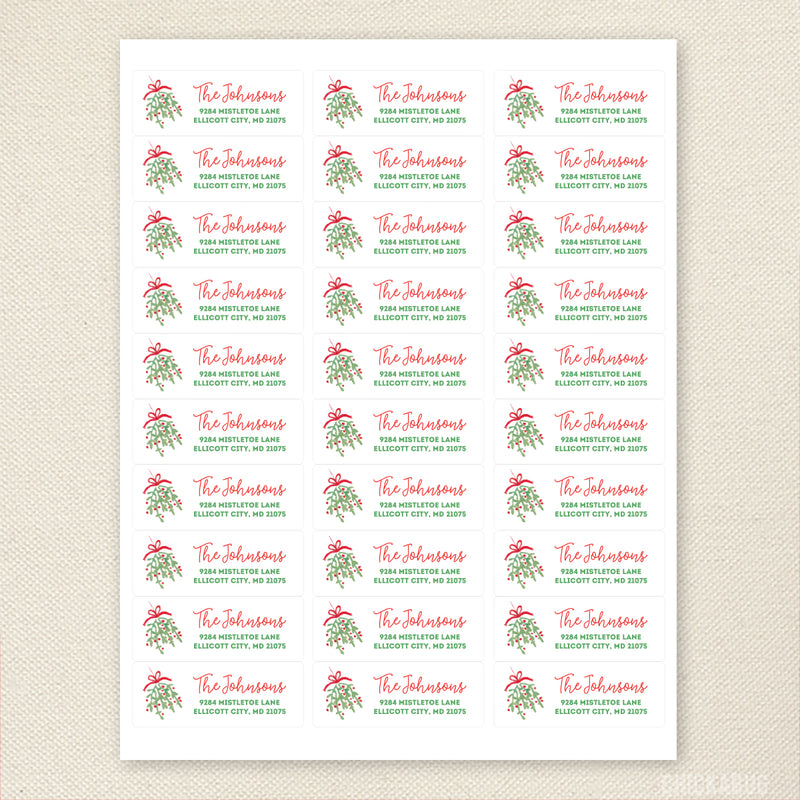 Watercolor Mistletoe Christmas Address Labels