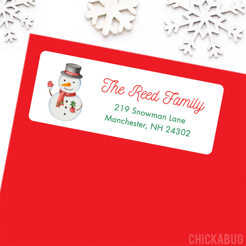 Waving Snowman Christmas Address Labels