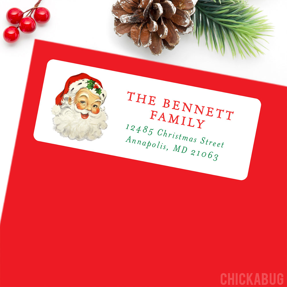 Personalized Vintage Santa Christmas Address Labels – Chickabug