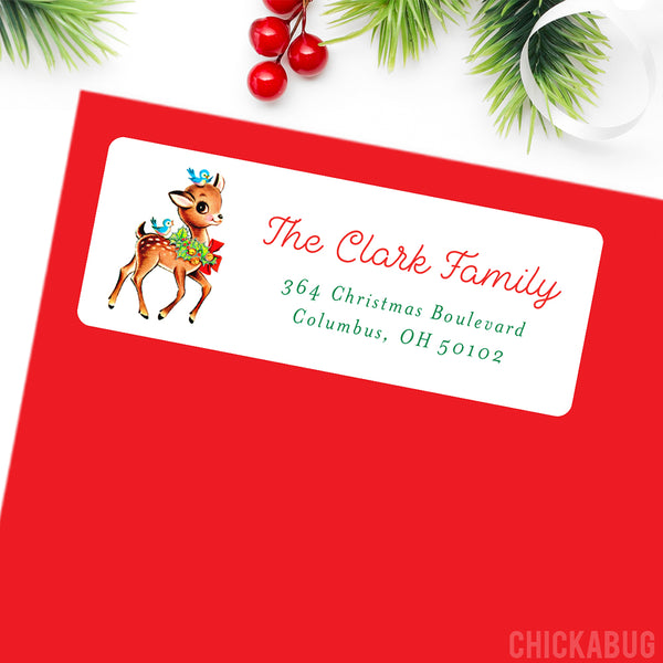 Vintage Reindeer Christmas Address Labels
