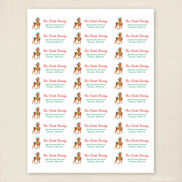 Vintage Reindeer Christmas Address Labels