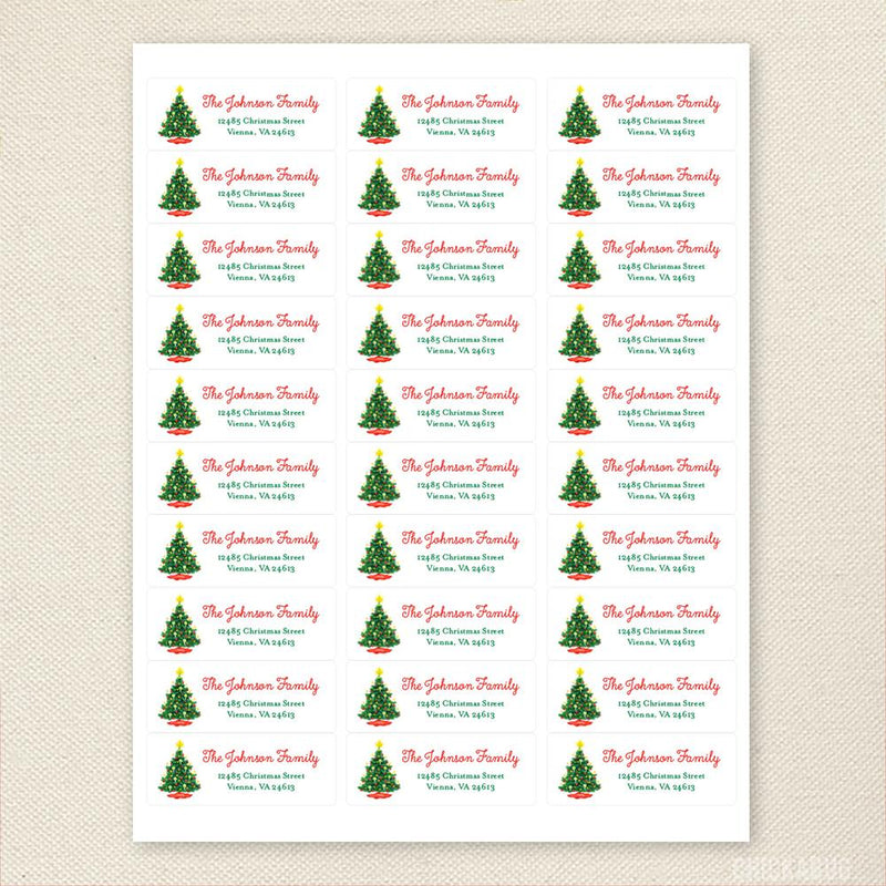 Vintage Christmas Tree Address Labels