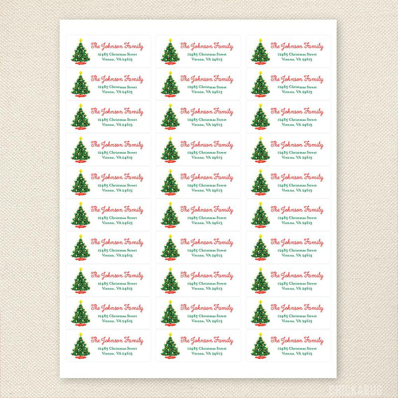 Tree Address Labels Personalized Vintage Christmas Tree Return Address Labels – Chickabug