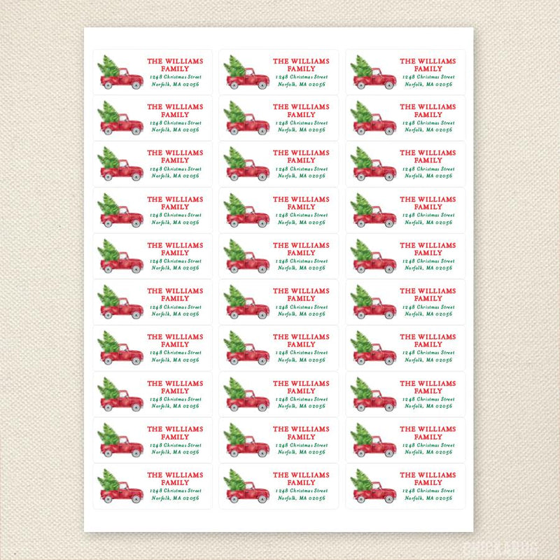 personalized-red-vintage-truck-christmas-return-address-labels-chickabug for Christmas Address Labels Free Printable Personalized Red Vintage Truck Christmas Return Address Labels – Chickabug for Christmas Address Labels Free Printable
